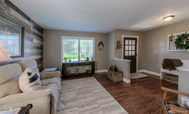 14533 W 69th Pl, Arvada, CO 80004 - living area with dark wood finished floors and baseboards