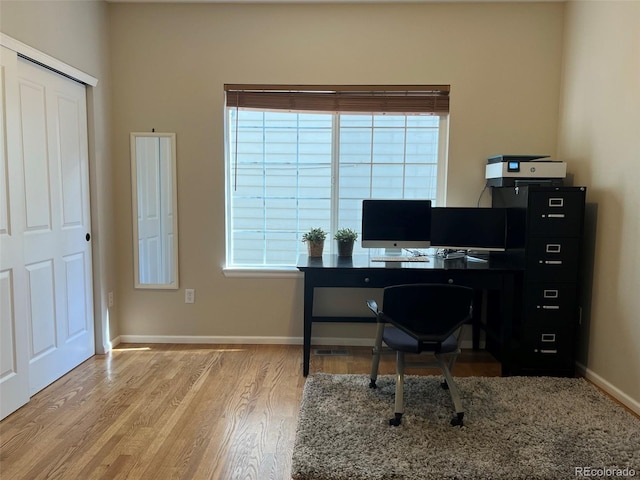 office space featuring light hardwood / wood-style flooring