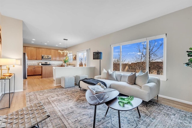 living room with light wood-type flooring