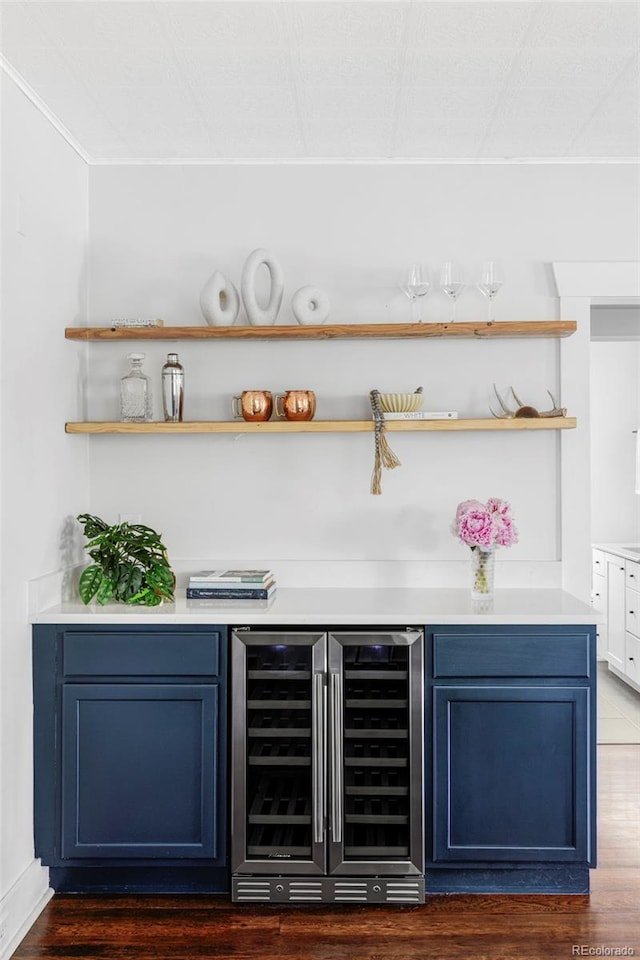 4421 Raleigh St, Denver, CO 80212 - indoor dry bar featuring wine cooler and dark wood-style flooring