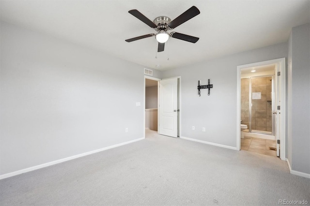 3831 E 141st Ave, Thornton, CO 80602 - unfurnished bedroom featuring baseboards, carpet flooring, connected bathroom, and a ceiling fan