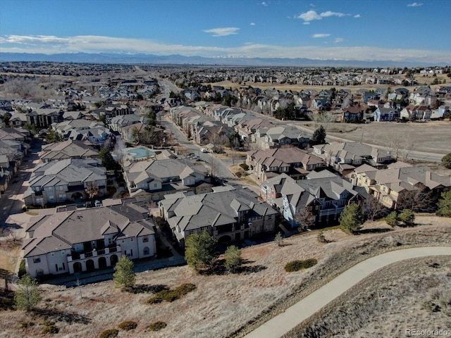 aerial view with a mountain view