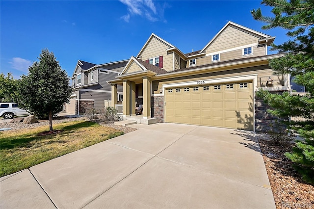 craftsman inspired home featuring a garage