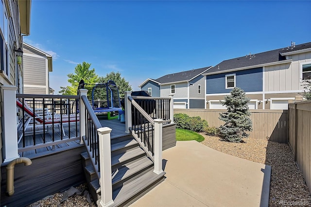 exterior space featuring a patio and a trampoline