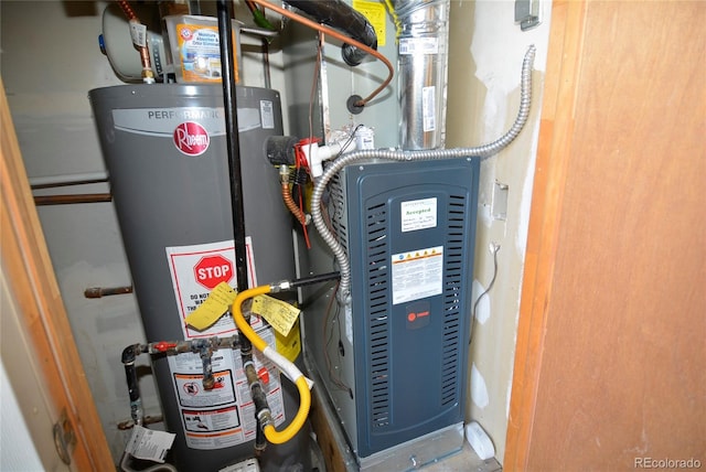 utility room with water heater