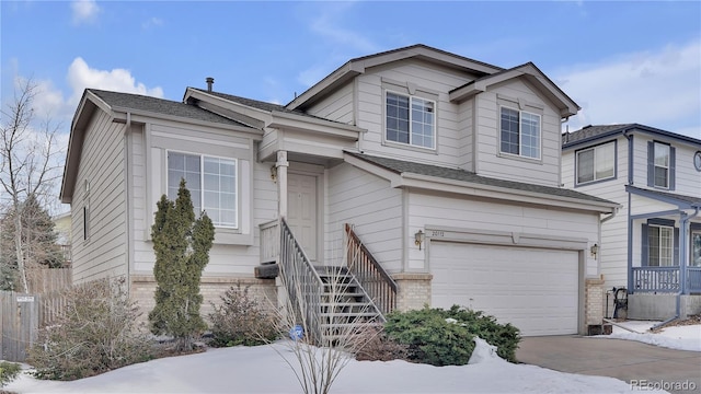 view of front of house with a garage