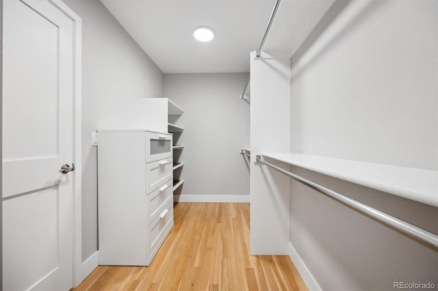 walk in closet featuring light wood-type flooring