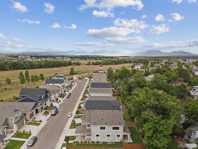 drone / aerial view with a mountain view