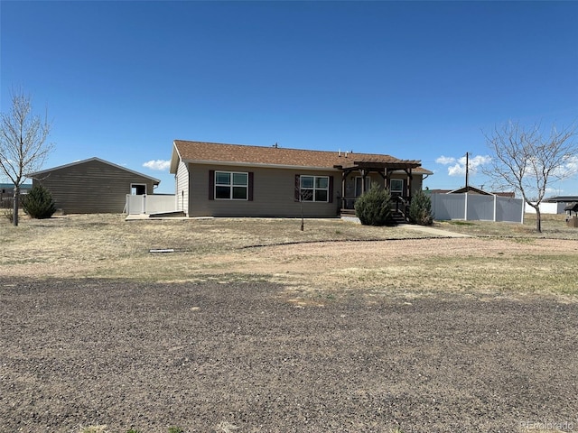 view of single story home