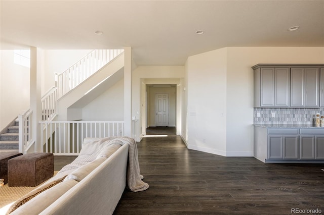 living room featuring dark hardwood / wood-style floors