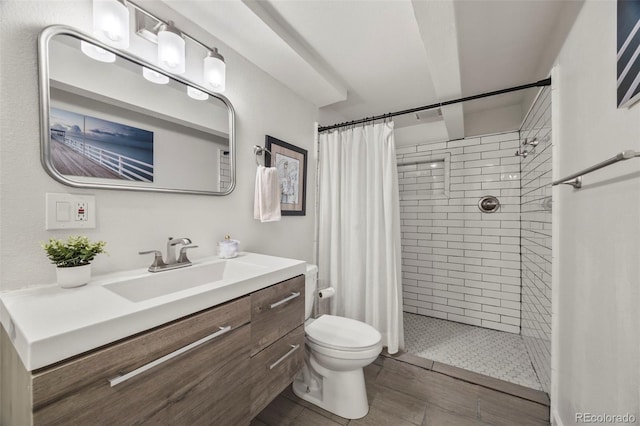 5991 S Eudora Way, Centennial, CO 80121 - bathroom featuring vanity, toilet, and a tile shower