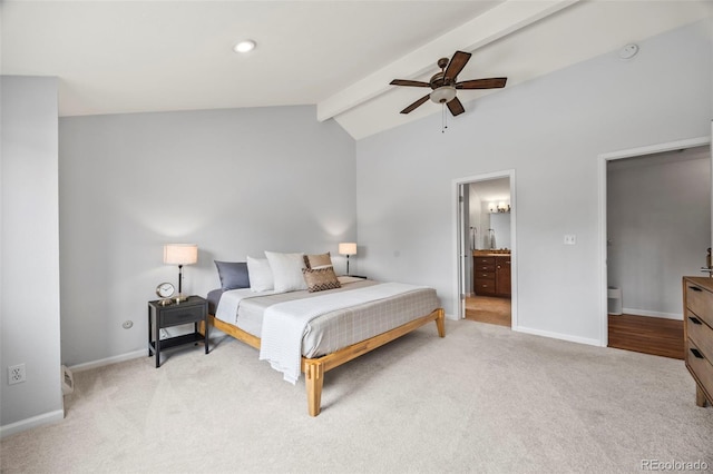 5991 S Eudora Way, Centennial, CO 80121 - bedroom featuring light colored carpet, baseboards, ceiling fan, and ensuite bathroom