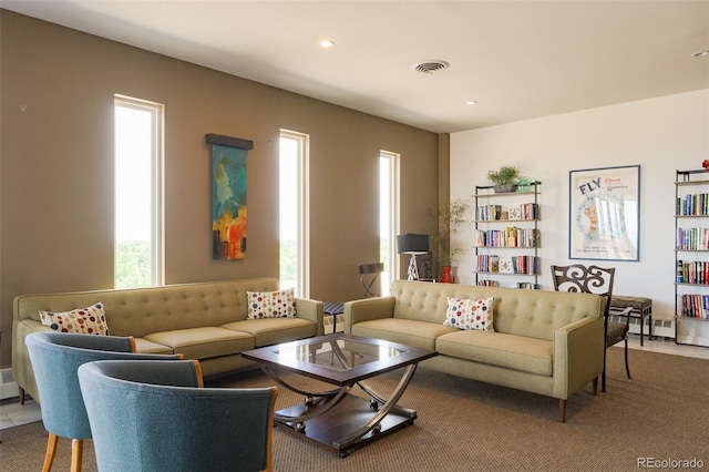 view of tiled living room