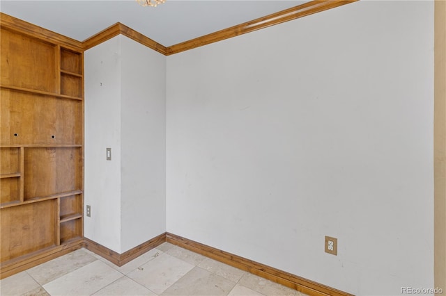 1196 N Grant St Unit 106, Denver, CO 80203 - unfurnished room with ornamental molding, built in shelves, and light tile patterned floors