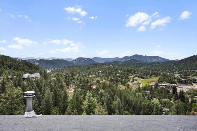 4477 Independence Trl, Evergreen, CO 80439 - mountain view featuring a heavily wooded area