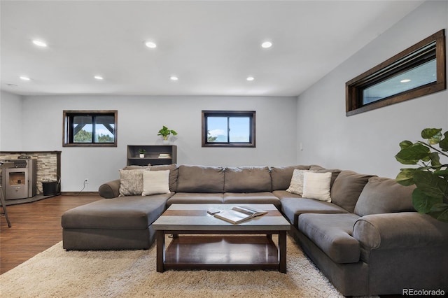 4477 Independence Trl, Evergreen, CO 80439 - living area with recessed lighting, dark wood-style floors, and healthy amount of natural light