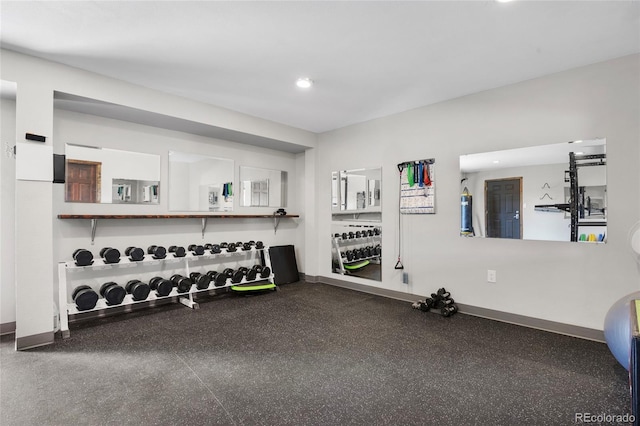 4477 Independence Trl, Evergreen, CO 80439 - exercise area with baseboards and recessed lighting