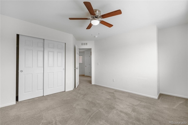 14892 E Poundstone Dr, Aurora, CO 80015 - unfurnished bedroom featuring carpet flooring, a closet, and a ceiling fan