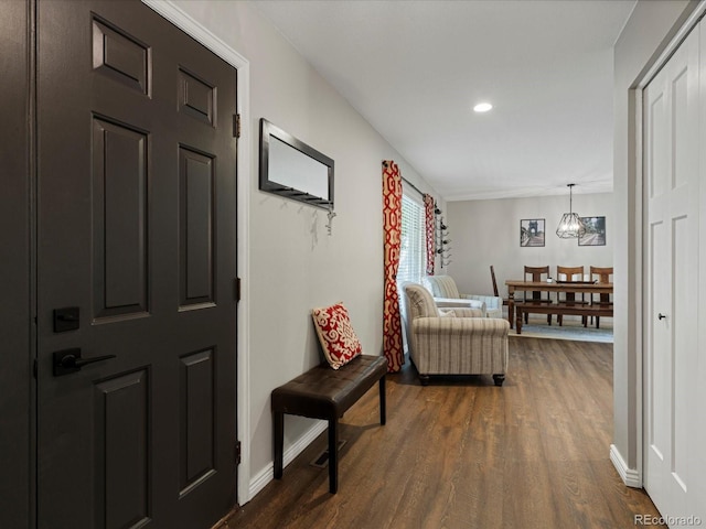 7554 S Ogden Way, Centennial, CO 80122 - entryway featuring dark wood finished floors, recessed lighting, and a chandelier