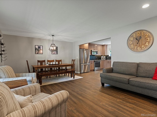 7554 S Ogden Way, Centennial, CO 80122 - living room with dark wood-style flooring and recessed lighting