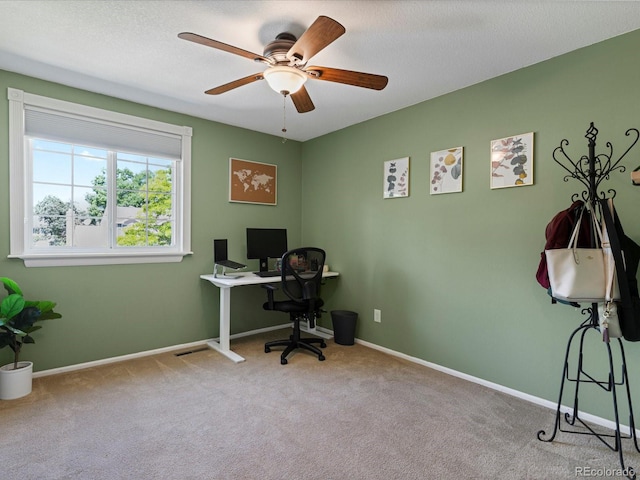 7554 S Ogden Way, Centennial, CO 80122 - home office with a ceiling fan and carpet floors