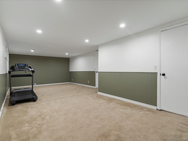 7554 S Ogden Way, Centennial, CO 80122 - workout area featuring carpet, wainscoting, and recessed lighting