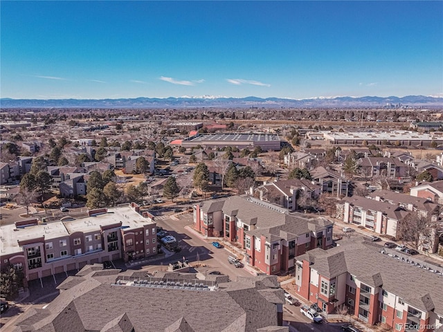 bird's eye view with a mountain view