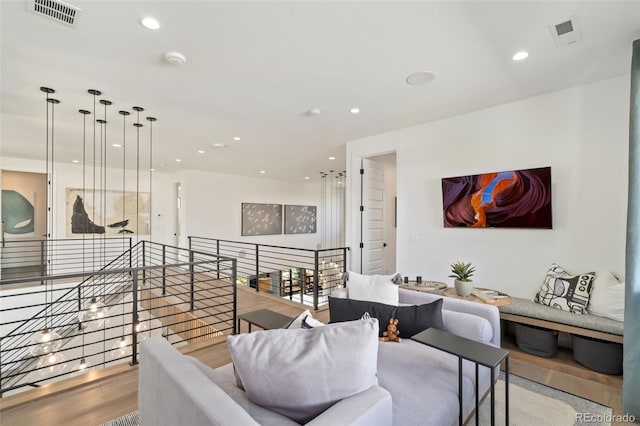 living room featuring light hardwood / wood-style flooring