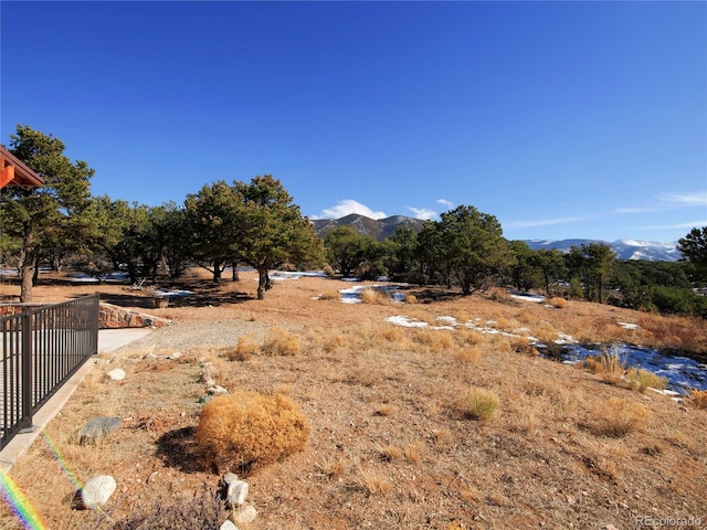 view of yard with a mountain view