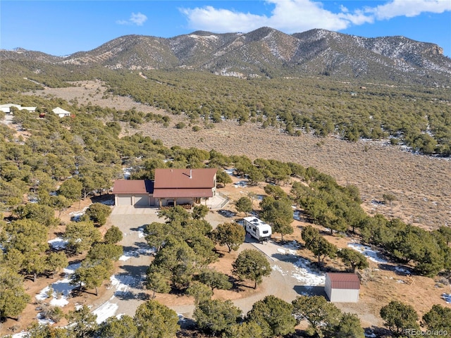 drone / aerial view with a mountain view