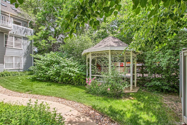 view of yard with a gazebo