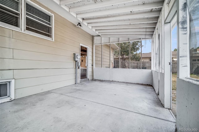 view of patio featuring fence