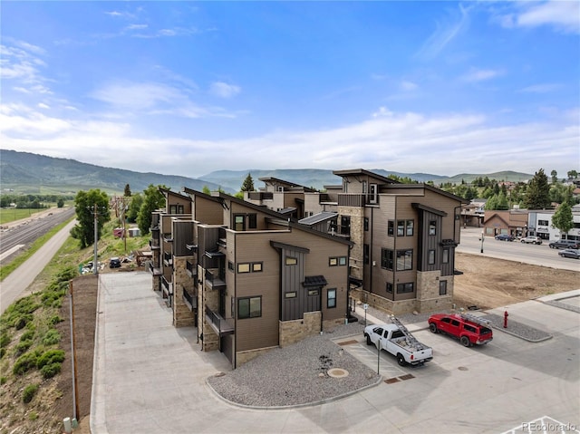 exterior space featuring a mountain view