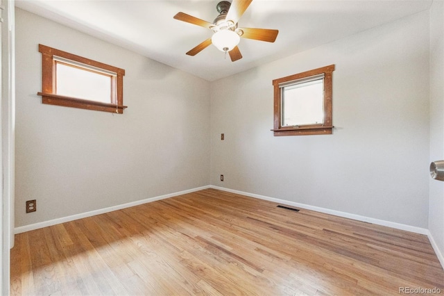 2901 Lorraine Ct, Boulder, CO 80304 - spare room with light wood-style flooring, baseboards, and ceiling fan
