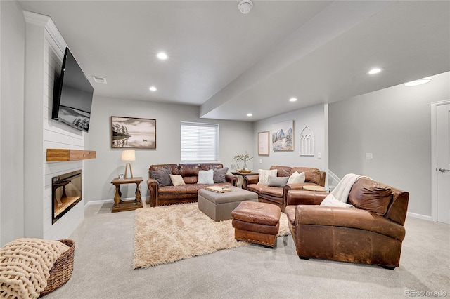 8839 Culebra St, Arvada, CO 80007 - carpeted living room featuring recessed lighting and a fireplace