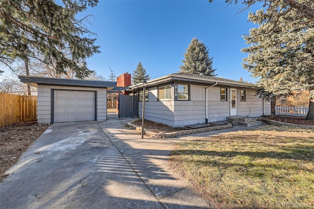 single story home with a garage