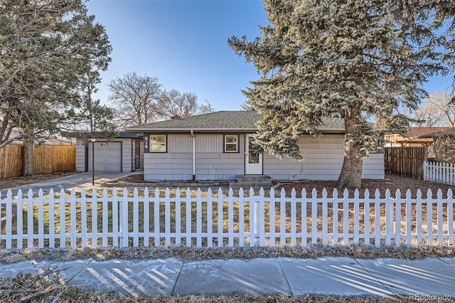 single story home featuring a garage