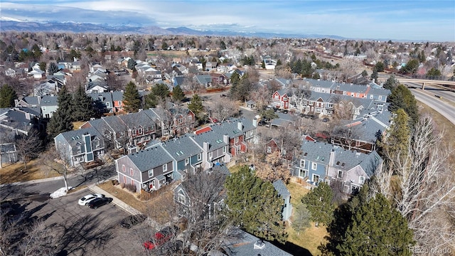 aerial view with a mountain view