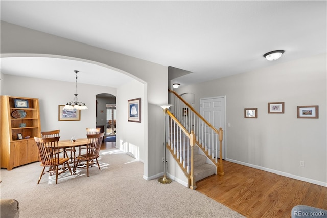 view of carpeted dining area