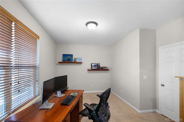 view of carpeted office space