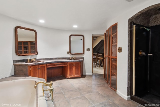 22081 Paradise Cir, Golden, CO 80401 - bar area with a sink, recessed lighting, and baseboards