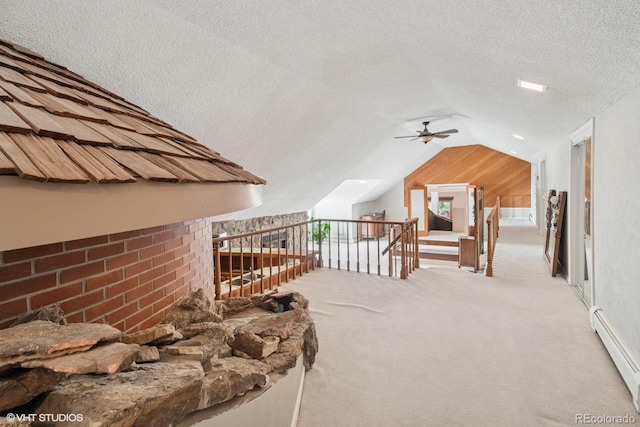 22081 Paradise Cir, Golden, CO 80401 - carpeted bedroom featuring baseboard heating, lofted ceiling, and a textured ceiling