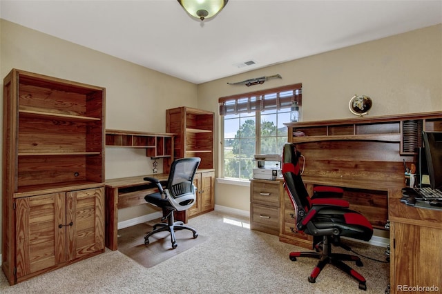 office area with light colored carpet