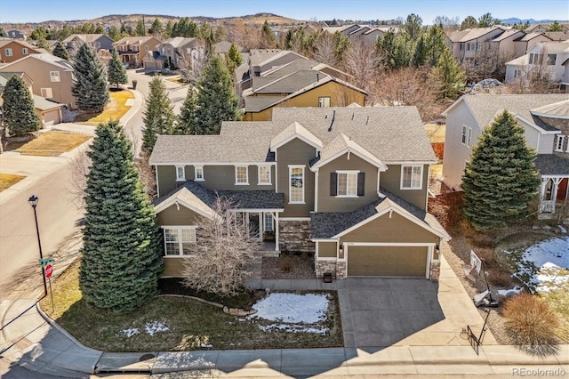 aerial view featuring a residential view