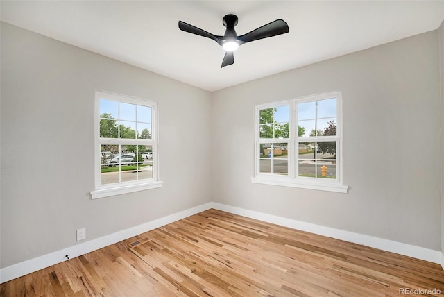 5100 Clay St, Denver, CO 80221 - empty room with baseboards, wood finished floors, and a ceiling fan