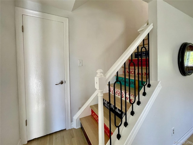 4934 S Flower Way, Littleton, CO 80123 - stairs with wood finished floors