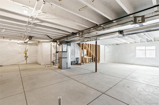 basement with gas water heater