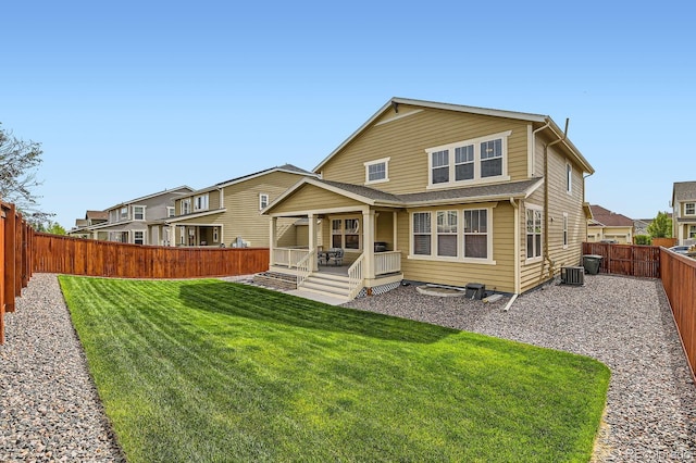 14067 Hudson St, Thornton, CO 80602 - rear view of house featuring central AC and covered porch