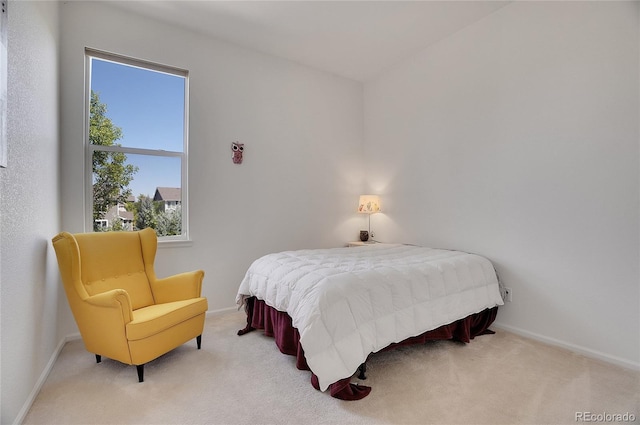 bedroom featuring carpet floors and baseboards