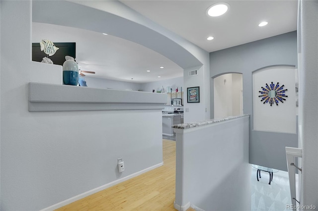 hall featuring light wood-type flooring